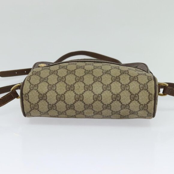 GUCCI GG Supreme Web Sherry Line Shoulder Bag PVC Beige Gold Auth - Picture 12 of 16